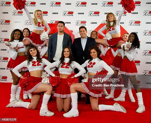 Channing Tatum and Jonah Hill attend a photocall to promote their new film '22 Jump Street' at Claridges Hotel on May 22, 2014 in London, England.