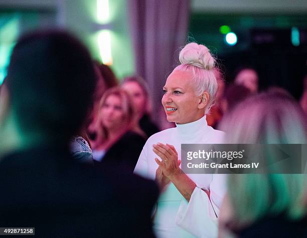 Sia attends the GEMS' 2015 Love Revolution Gala at Pier 59 on October 15, 2015 in New York City.