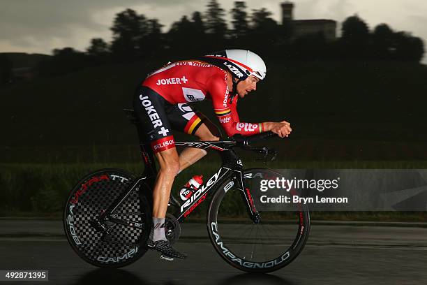 Adam Hansen of Australia and Lotto-Belisol in action during the twelfth stage of the 2014 Giro d'Italia, a 42km Individual Time Trial stage between...