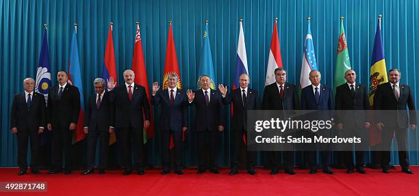 Secretary Sergei Lebedev, Azeri President Ilham Aliyev, Armenian President Serge Sargsyan, Belarussian President Alexander Lukashenko, Kyrgyz...