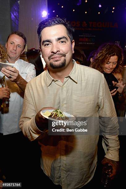 Chef Aaron Sanchez attends Tacos & Tequila presented by Mexico hosted by Aaron Sanchez during Food Network & Cooking Channel New York City Wine &...