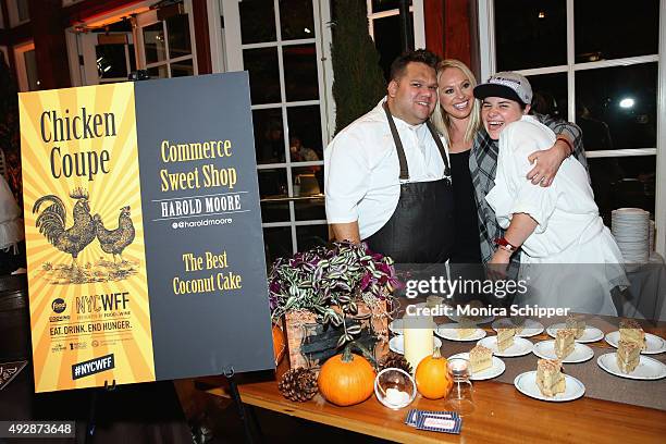 Harold Moore of Harold's Meat+Three and Commerce Sweet Shop poses with his dessert; The Best Coconut Cake at Chicken Coupe hosted by Whoopi Goldberg...