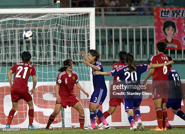 Azusa Iwashimizu#3 of Japan celebrates after she scored against China in extra time during the AFC Women's Asian Cup Semi Final match between Japan...