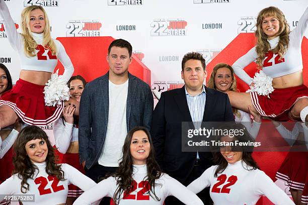 Channing Tatum and Jonah Hill attend a photocall to promote their new film '22 Jump Street' at Claridges Hotel on May 22, 2014 in London, England.