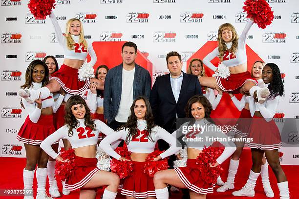 Channing Tatum and Jonah Hill attend a photocall to promote their new film '22 Jump Street' at Claridges Hotel on May 22, 2014 in London, England.