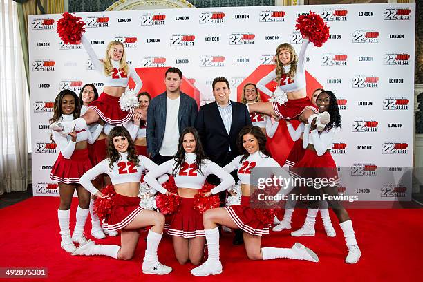 Channing Tatum and Jonah Hill attend a photocall to promote their new film '22 Jump Street' at Claridges Hotel on May 22, 2014 in London, England.