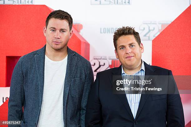 Channing Tatum and Jonah Hill attend a photocall to promote their new film '22 Jump Street' at Claridges Hotel on May 22, 2014 in London, England.
