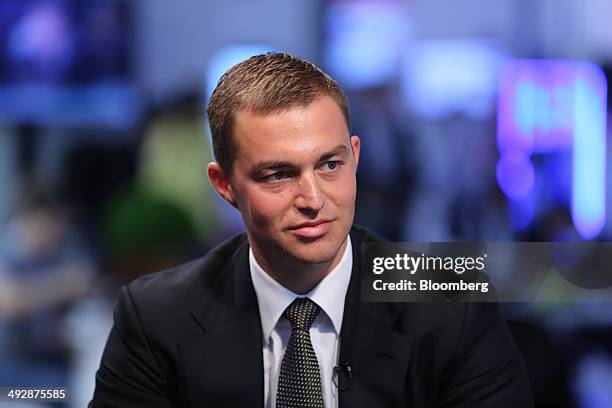 Alexander Vinokourov, chief executive officer of Summa Group, pauses during a Bloomberg Television interview at the St. Petersburg International...