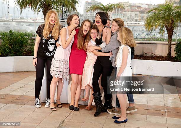 Cast with actress Giulia Salerno , director Asia Argento and actor Andrea Pittorino attend the "Misunderstood" photocall at the 67th Annual Cannes...