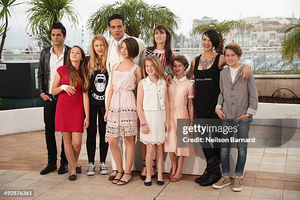 Cast with actors Gabriel Garko, Charlotte Gainsbourg, Giulia Salerno, director Asia Argento and actor Andrea Pittorino attend the "Misunderstood"...