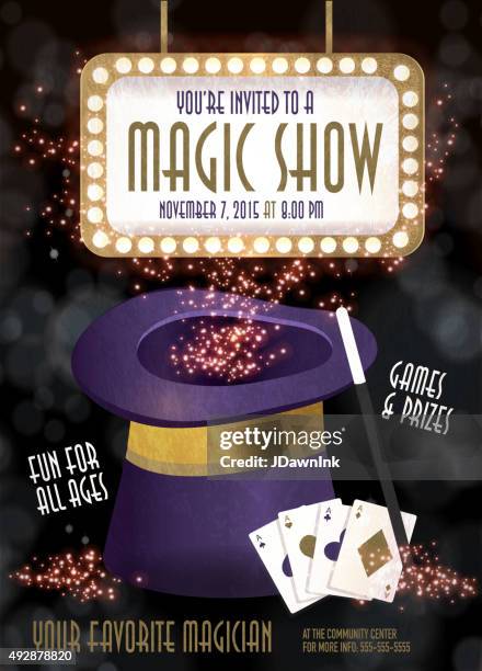 magic show entertainment night invitation design template - magician 幅插畫檔、美工圖案、卡通及圖標