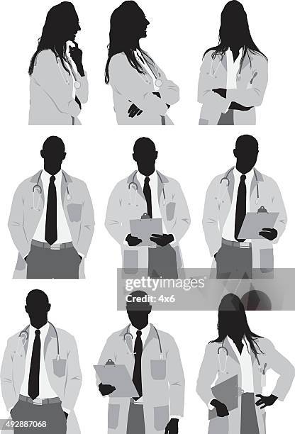 ilustrações de stock, clip art, desenhos animados e ícones de médicos em várias acções - mão no queixo