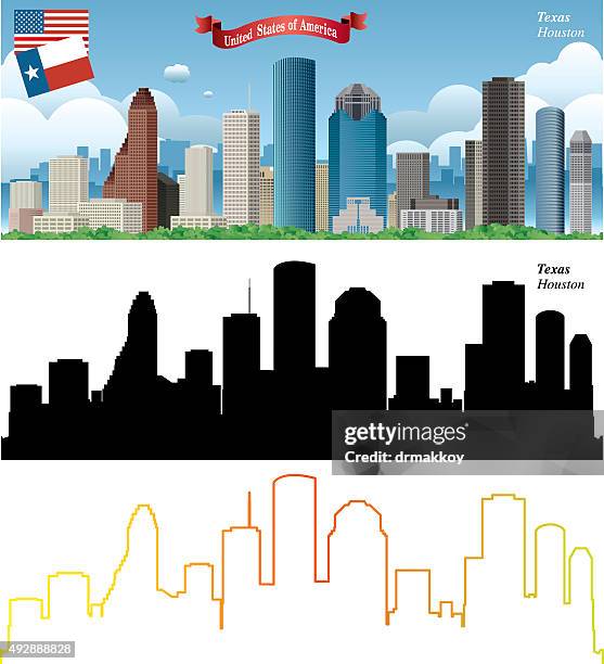 stockillustraties, clipart, cartoons en iconen met houston skyline - houston