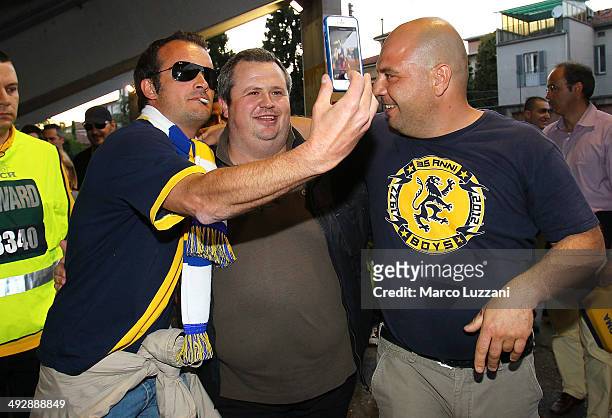 Parma FC president Tommaso Ghirardi meets the fans prior the Serie A match between Parma FC and AS Livorno Calcio at Stadio Ennio Tardini on May 18,...
