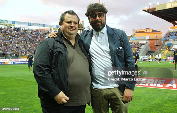 Parma FC president Tommaso Ghirardi and General Manager of Parma FC Pietro Leonardi look on before the Serie A match between Parma FC and AS Livorno...