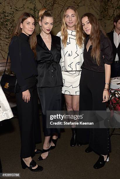 Musician Danielle Haim, actress Jaime King, musicians Este Haim and Alana Haim attend The Apartment by The Line LA opening on October 15, 2015 in Los...