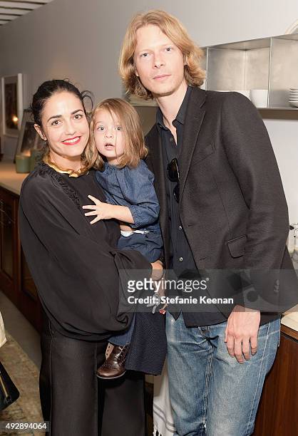 Stephanie Danan, Jacob and Justin Kern attend The Apartment by The Line LA opening on October 15, 2015 in Los Angeles, California.