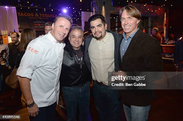 Marc Murphy, Lee Schrager, Aaron Sanchez and John Besh attend Tacos & Tequila presented by Mexico hosted by Aaron Sanchez during Food Network &...