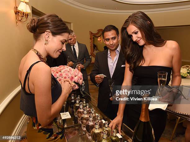 Sarah Lind, Jay Bajaj and Larisa Hodzic attend the Haute Living And Eric Buterbaugh Florals Celebrate Perrier-Jouet Belle Epoque 2007 Limited Edition...