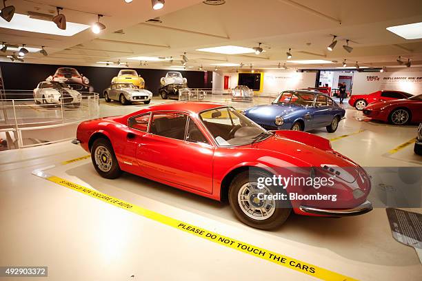 Ferrari SpA 1969 Dino 246 GT automobile at the Ferrari museum in Maranello, Italy, on Thursday, Oct. 15, 2015. Fiat Chrysler Automobiles NV's spinoff...