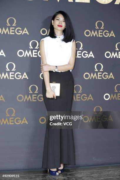 Model Lv Yan arrives for the red carpet of Omega Le Jardin Secret dinner party on May 16, 2014 in Shanghai, China.