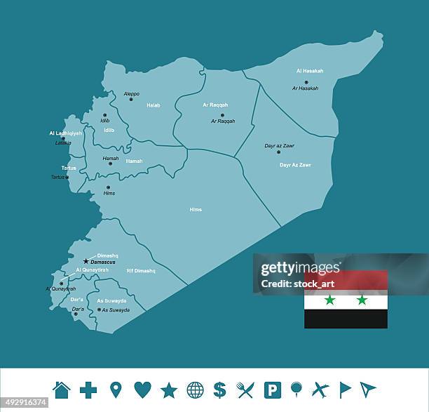 syria infographic map - middle eastern culture stock illustrations