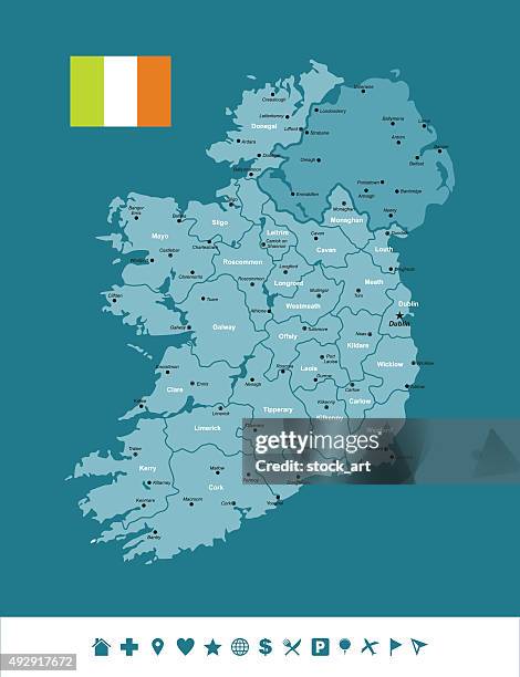 ireland infographic map - ireland stock illustrations