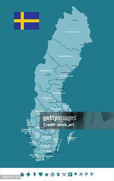 ilustraciones, imágenes clip art, dibujos animados e iconos de stock de suecia infografía mapa - sverige