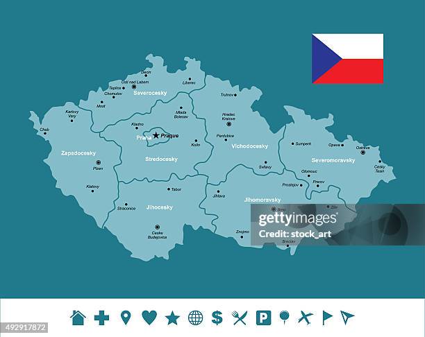 czech republic infographic map - prague stock illustrations