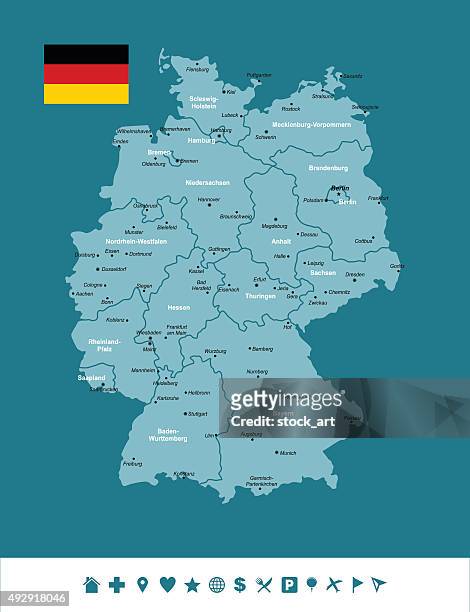 germany infographic map - capital cities stock illustrations