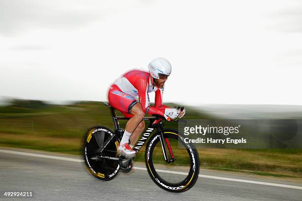 Luca Paolini of Italy and Team Katusha in action during the twelfth stage of the 2014 Giro d'Italia, a 42km Individual Time Trial stage between...