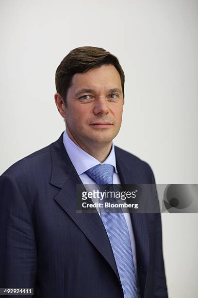 Alexey Mordashov, Russian billionaire and chief executive officer of OAO Severstal, poses for a photograph after a Bloomberg Television interview at...