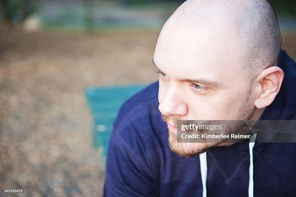 Bald Man Looking Away