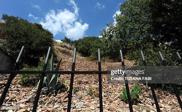 View of the Monte Testaccio in Rome on August 31, 2011. Monte Testaccio, also known locally as Monte dei Cocci, is an artificial mound in Rome...