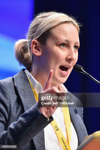 Mhairi Black MP speaks during the afternoon session on day two of the 81st annual conference at the Aberdeen Exhibition and Conference Centre on...