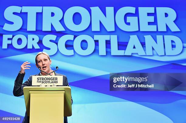 Mhairi Black MP speaks during the afternoon session on day two of the 81st annual conference at the Aberdeen Exhibition and Conference Centre on...