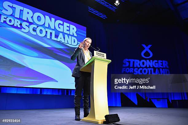 Mhairi Black MP speaks during the afternoon session on day two of the 81st annual conference at the Aberdeen Exhibition and Conference Centre on...