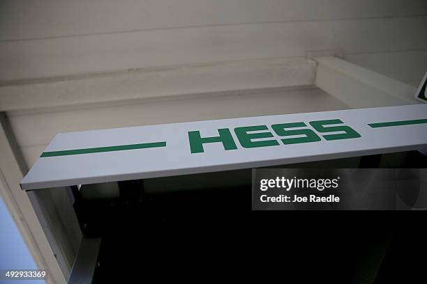 Sign at a Hess gas station is seen on May 22, 2014 in Miami, Florida. The Hess Corporation announced that it would sell its retail arm to Marathon...