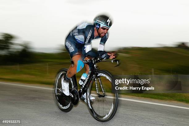 Thomas de Gendt of Belgium and team Omega Pharma-QuickStep in action during the twelfth stage of the 2014 Giro d'Italia, a 42km Individual Time Trial...