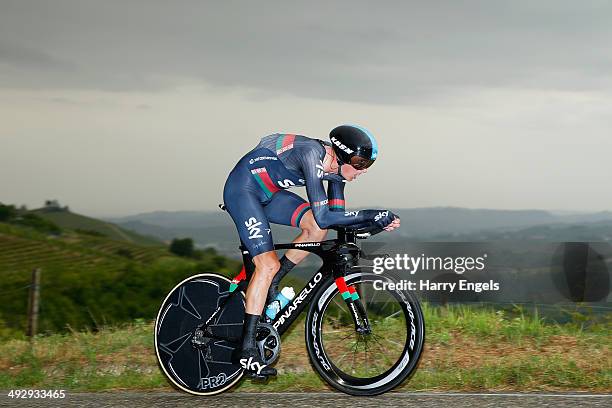 Kanstantsin Siutsou of Belarus and Team SKY in action during the twelfth stage of the 2014 Giro d'Italia, a 42km Individual Time Trial stage between...