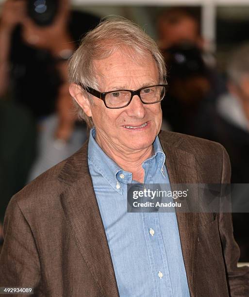 British director Ken Loach poses during a photocall for ''Jimmy's Hall'' at the 67th Cannes Film Festival in Cannes, France on May 22, 2014.