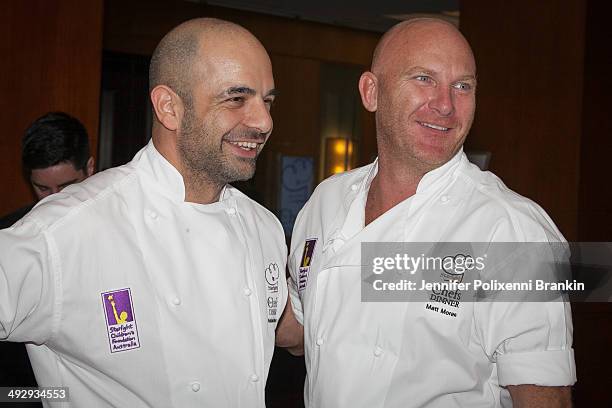 Celebrity Chefs Adriano Zumbo and Matt Moran at the Starlight Foundation Five Chefs Dinner at the Four Seasons Hotel on May 22, 2014 in Sydney,...