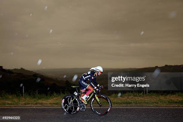 Rodolfo Torres of Colombia and team Colombia in action during the twelfth stage of the 2014 Giro d'Italia, a 42km Individual Time Trial stage between...