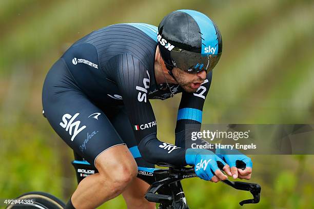 Dario Cataldo of Italy and Team SKY in action during the twelfth stage of the 2014 Giro d'Italia, a 42km Individual Time Trial stage between...