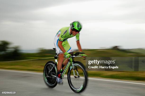 Michel Koch of Germany and team Cannondale in action during the twelfth stage of the 2014 Giro d'Italia, a 42km Individual Time Trial stage between...