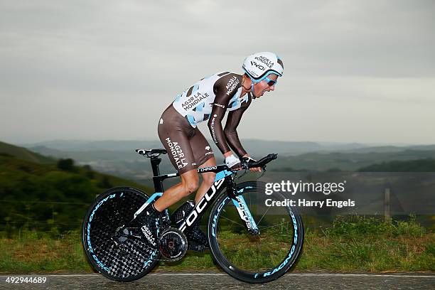 Alexis Vuillermoz of France and team Ag2r La Mondiale in action during the twelfth stage of the 2014 Giro d'Italia, a 42km Individual Time Trial...