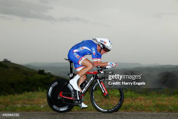 Alexandre Geniez of France and team FDJ.fr in action during the twelfth stage of the 2014 Giro d'Italia, a 42km Individual Time Trial stage between...