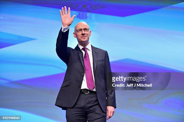 Scotland's Deputy First Minister, John Swinney speaks during the afternoon session on day two of the 81st annual conference at the Aberdeen...