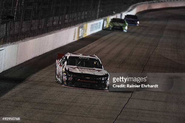 Dylan Kwasniewski, driver of the Vroom Brands Chevrolet, leads a pack of cars during the NASCAR XFINITY Series Virginia529 College Savings 250 at...