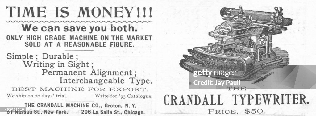 Ad For Crandall Typewriter